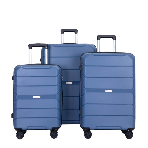 Hardshell Suitcase Spinner Wheels Pp Luggage Sets Lightweight Durable Suitcase With Tsa Lock, 3 Piece Set (20/24/28) - Blue