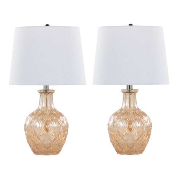 Gloria - Round Contemporary Lamp (Set of 2) - Clear Champagne Lustre / Chrome / White