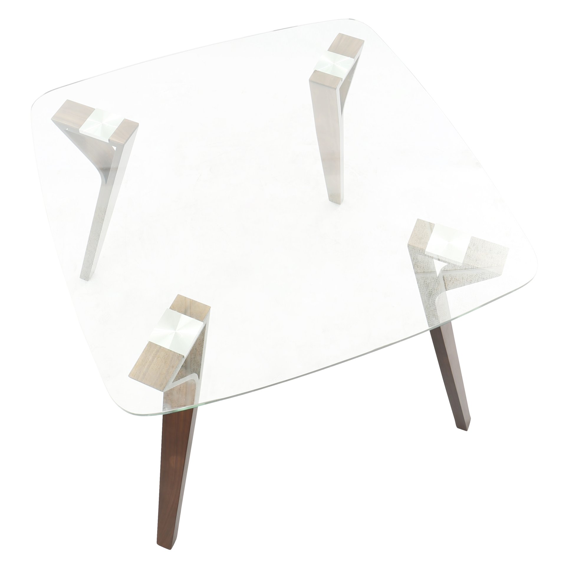 Folia - Mid-Century Modern Dinette Table - Walnut / Clear - Image 4