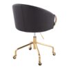 Claire - Contemporary / Glam Task Chair - Gold / Black - Image 3