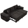 Modern L-Shape 3 Seat Reversible Sectional Couch, Pull Out Sleeper Sofa With Storage Chaise And 2 Stools For Living Room Furniture Set - Charcoal Gray - Image 12