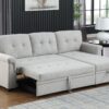 Lucca - Linen Reversible Sleeper Sectional Sofa With Storage Chaise - Light Gray - Image 7