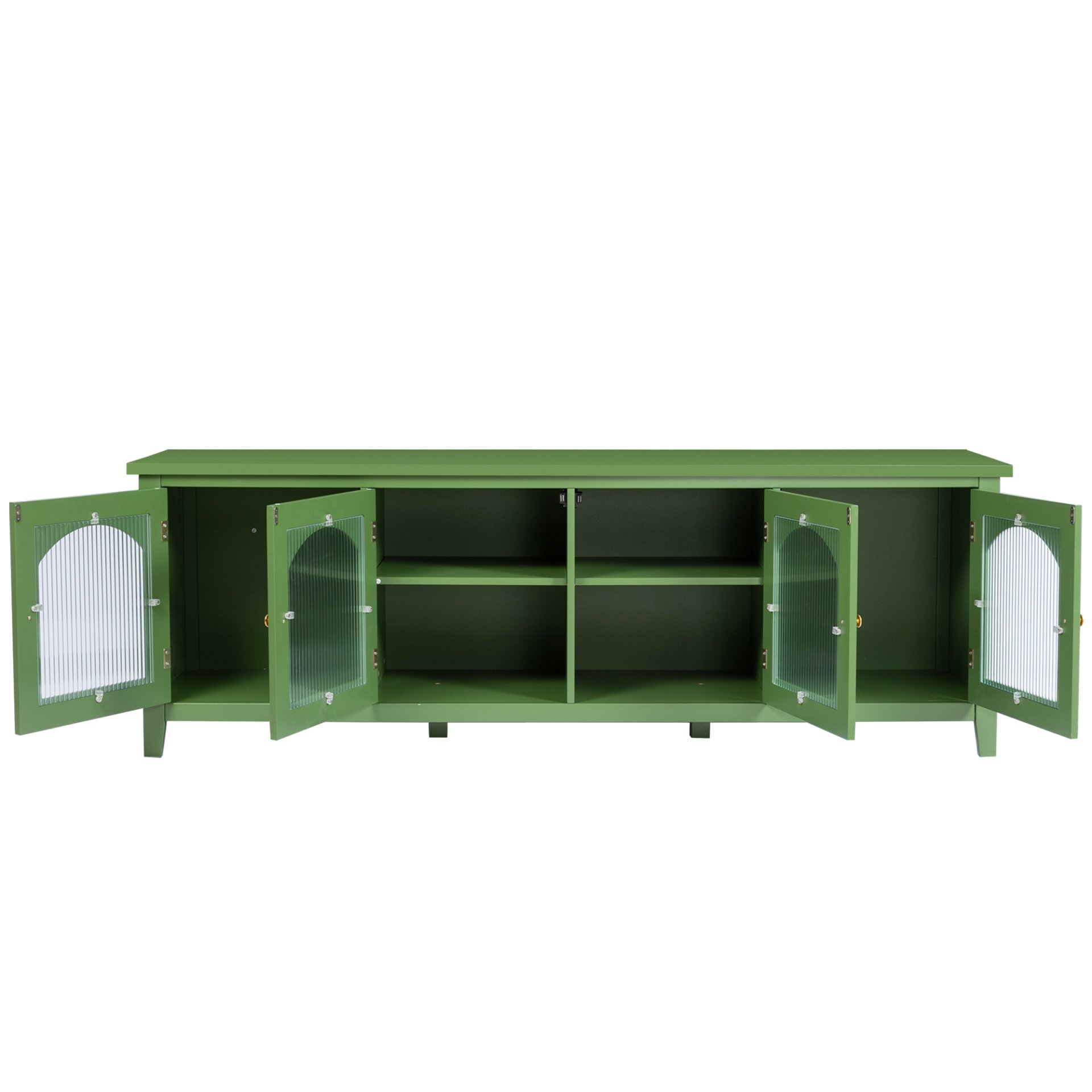 Stylish TV Cabinet, Entertainment CenterTV Stand, TVconsoletable, Media Console, Solidwood Frame, Changhong Glass Door, Metal Handle - Antique Green - Image 12
