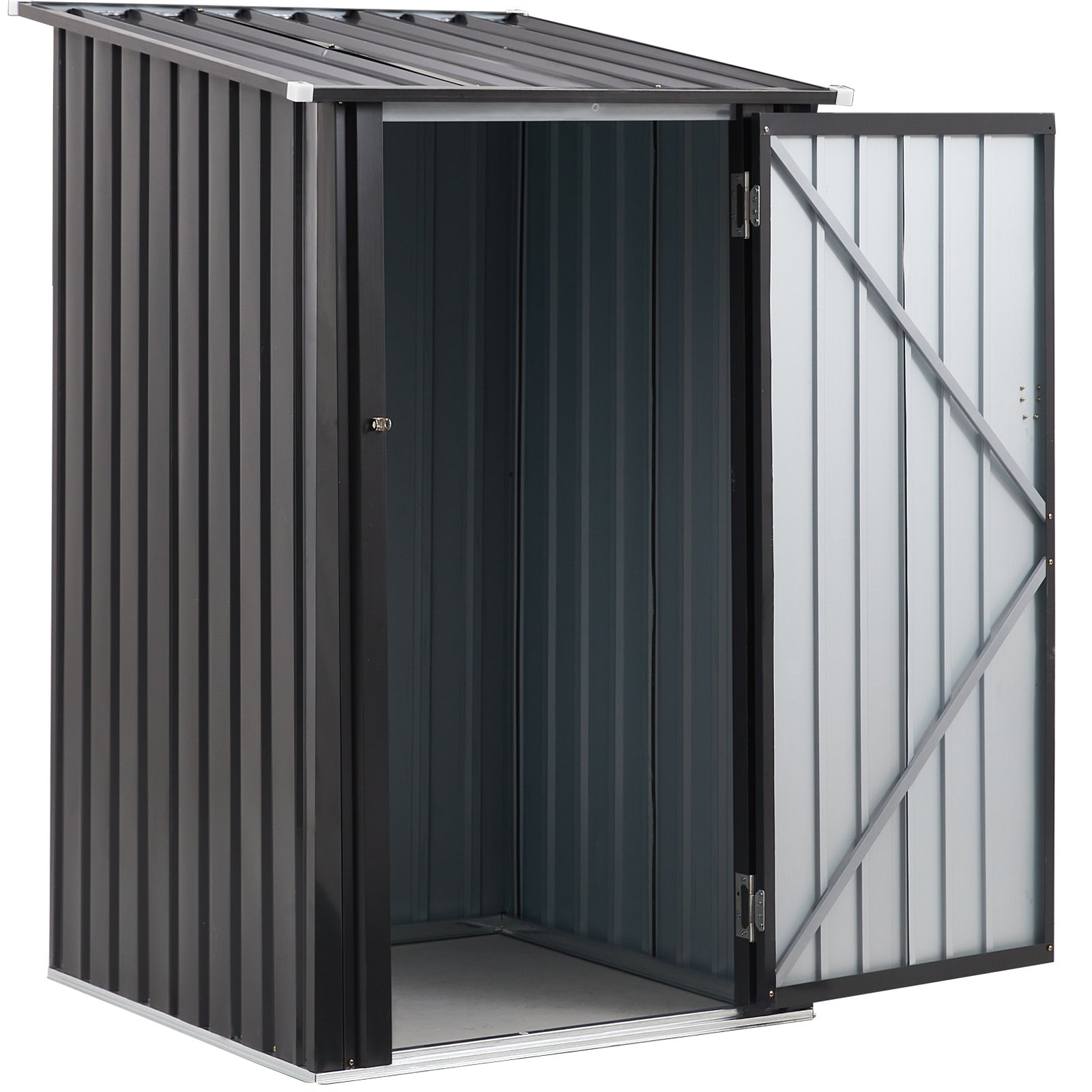 Outdoor Storage Shed, Metal Steel Garden Shed With Single Lockable Door, Small Shed Outdoor Steel Utility Tool Shed For Backyard Patio Garden Lawn - Black - Image 3