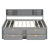 Full Size Daybed With 2 Bedside Cabinets, Upper Shelves And 4 Drawers - Gray - Image 19
