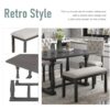 6 Piece Dining Table And Chair Set With Special-Shaped Legs And Foam-Covered Seat Backs&Cushions For Dining Room - Gray - Image 6
