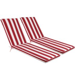 2 Pieces Set Outdoor Lounge Chair Cushion Replacement Patio Furniture Seat Cushion Chaise Lounge Cushion - Red / White