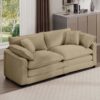 Modern Fabric Living Room Sofa With 4 Pillows Corduroy Upholstered Large Deep Seating Loveseat - Tan - Image 5
