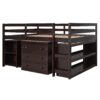 Full Loft Low Study Bed With Cabinet, Shelves And Rolling Portable Desk, Multiple Functions - Espresso - Image 3
