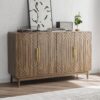 Modern Carved 4 Door Sideboard Buffet Cabinet With Storage, Adjustable Layer Board - Walnut - Image 4