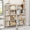 Vintage Industrial Style 5 Tier Large Bookshelf - White - Image 5