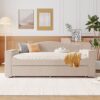 Full Size Upholstered Daybed With Storage Armrests, Trundle And Latest Integrated Bluetooth Audio System, Teddy Fleece - Beige - Image 12