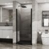 Pivot Shower Door 1 / 4" Tempered Glass Black Semi Frameless - Black - Image 4