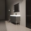 Freestanding Bathroom Vanity With Resin Sink And Storage Cabinet - Dark Oak - Image 5