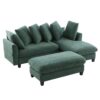 Upholstered Sectional Sofa With Movable Ottoman And Storage - Green - Image 20