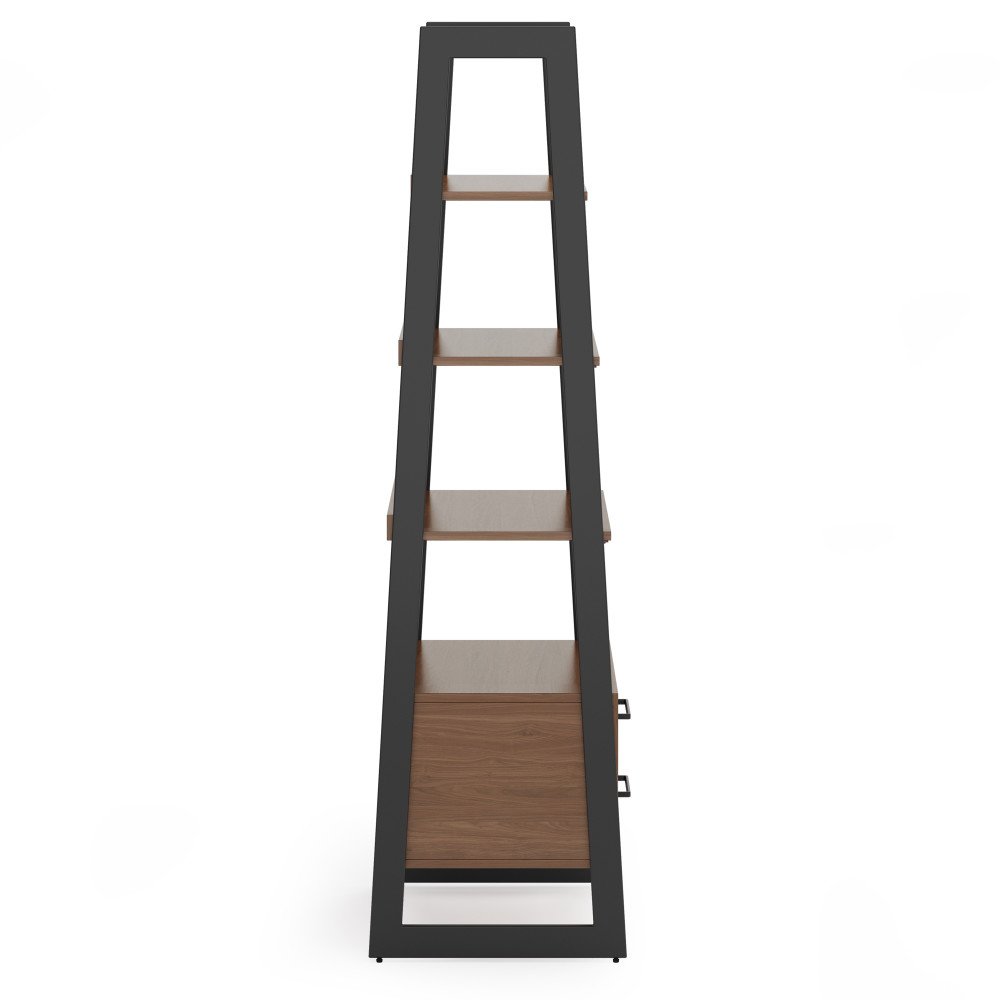 Sawhorse - Solid Walnut Veneer And Ladder Shelf With Storage - Dark Brown - Image 10