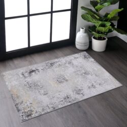 Maval - 2' X 3' Washable Area Rug - Gray / Gold