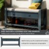 Shoe Rack With Cushioned Seat And Drawers Multipurpose Entryway Storage Bench - Antique Navy - Image 6