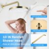 Shower System Set With Brass Valve, 10" Rain Shower, Handheld, Bathtub Spout - Brushed Gold - Image 8