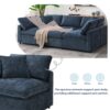 Modern Modular Cloud Sofa Bed, 6 Seat Chenille Sectional Couch Set With Ottoman, Free Combination, Convertible U Shaped Sleeper Sofa - Dark Blue - Image 21