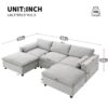 Modular Sectional With Storage Pockets, 5 Seat U Shaped Couch Set With Pillows, Free Combination Modern Cloud Sofa With 2 Movable Ottoman - Medium Gray - Image 16