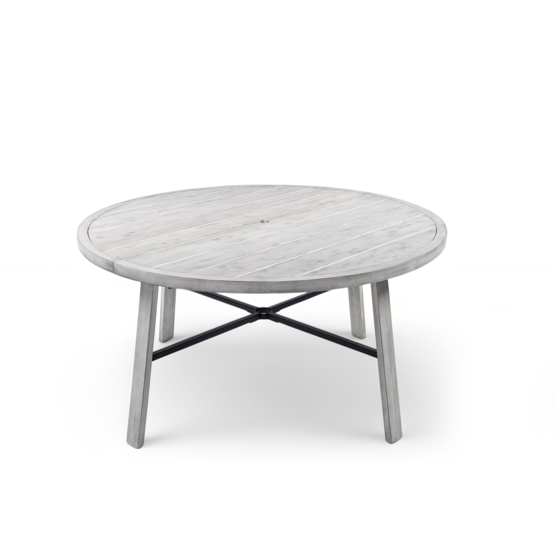 Outdoor Dinning Set 4 Person Outdoor Wooden Dinning Set With An Umbrella Hole And Removable Cushions For Patio, Backyard, Garden - Antique Gray - Image 17