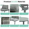 6 Piece Patio Sofa Furniture Set, Half Moon Outdoor Sectional Sofa With 2 High Low Coffee Tables, Wicker Rattan, Tempered Glass, 4 Pillows & Cushions, For Backyard, Garden, Poolside - Gray - Image 6