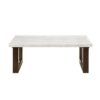 Edwyn - Natural Marble Top Rectangular Coffee Table - Espresso / White - Image 7