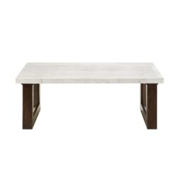 Edwyn - Natural Marble Top Rectangular Coffee Table - Espresso / White