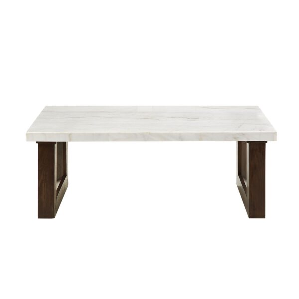 Edwyn - Natural Marble Top Rectangular Coffee Table - Espresso / White