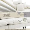 L Shaped Convertible Sectional Sofa 4 Seat Tufted Couch Set With Two Tone Adjust Legs Cloud Movable Ottoman - White - Image 21