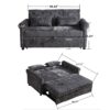 3 In 1 Loveseat Sofa Bed Chenille Fabric Pull Out Couch Sleeper Full Back Frame, Seat Frame, Armrests & 2 Pillows - Dark Gray - Image 3