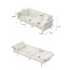 Corduroy Foldable Double Sofa Bed With Folding Armrests For Living Rooms And Small Spaces - White - Image 3