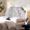 Luella - Button Tufted Full / Queen Upholstered Metal Panel Headboard - Light Gray - Image 2