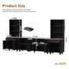 Farmhouse TV Stand With Solid Wood Gourd Shaped Legs For TVs Up To 70", Entertainment Center With Bookshelves & Tempered Glass Doors, Media Console With Adjustable Shelves, Living Room - Black / Natural - Image 4
