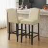 Barstools (Set of 2), Counter Height Upholstered Bar Stools For Kitchen Island - Beige - Image 4