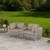 Wide Outdoor Loveseat With Frame And Cushions - Gray Mix - Image 2