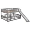 Full Over Full Low Bunk Bed With Slide, Fence And Ladder - Gray - Image 19