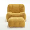 Modern Indoor Fluffy Bean Bag Chair With Memory Foam And Ottoman Super Soft Velvet - Yellow - Image 22