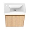 Minimalist Wall Mounted Bathroom Vanity With Ceramic Sink And Storage Cabinet - Oak - Image 10