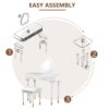 Modern Vanity Table Set With Mirror Touch Screen Lighted Mirror, Dressing Table And Cushioned Stool Set With 2 Large Drawers - White - Image 8