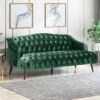 Comfy 3 Seat Sofa With Wooden Legs, For Living Room And Study - Emerald - Image 4
