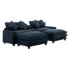 Contemporary Chenille Upholstered Sectional Sofa With Ottomans, USB Ports, Cup Holders & Storage - Blue - Image 18