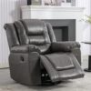 Home Theater Recliner Set Manual Recliner Chair With Wide Armrest, Two Built-In Cup Holders For Living Room - Gray - Image 16