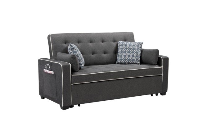 Austin - Modern Sleeper Sofa With 2 USB Charging Ports And 4 Accent Pillows - Gray - Image 2