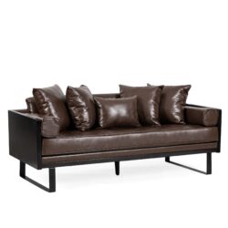 Contemporary Oversized Loveseat Upholstery And Accent Pillows - Dark Brown