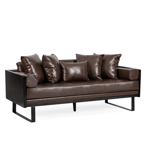 Contemporary Oversized Loveseat Upholstery And Accent Pillows - Dark Brown