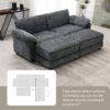 Free Combination Modular Convertible Sectional Sofa Bed Set, 4 Seat Upholstered Sleeper Corner Couch, Deep Seat Loveseat With Ottoman - Gray - Image 18