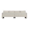 4 Seater Modern Linen Sofa With Armrest Pockets And 4 Pillows, Minimalist Style Couch - Beige - Image 4