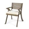 Helen - Outdoor Acacia Wood Dining Chair (Set of 2) - Gray / Creme - Image 6
